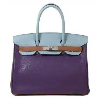 Hermès Limited Edition Birkin 30 Arlequin Etain/Etoupe/Gold Blue Lin/Ultraviolet/Bleu De Malte Clemence Palladium Hardware