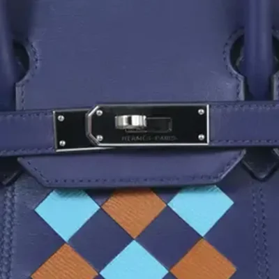 Hermès Limited Edition Tressage Birkin 30 Blue Encre/Gold/Blue Du Nord Swift and Epsom leather Palladium Hardware