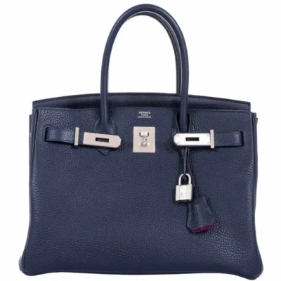 Hermès Limited Edition Birkin 30 Blue Nuit and Rose Pourpre Togo Palladium Hardware