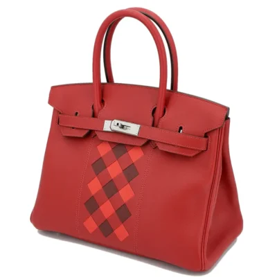 Hermès Limited Edition Tressage Birkin 30 Rouge De Coeur/Rouge H/Rouge Piment Swift & Epsom Palladium Hardware Replica inspired