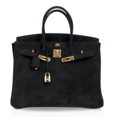 Hermès Limited Edition Birkin 35 Black Doblis Suede Gold Hardware Luxury bag