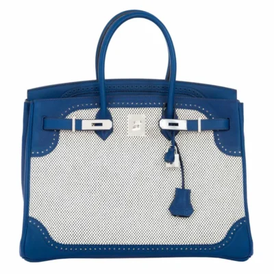 Hermès Limited Edition Birkin 35 Ghillies Argyle/Etoupe Swift Palladium Hardware