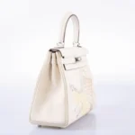 Hermès Limited Edition Kelly 25 Retourne In & Out Nata Swift Palladium Hardware Replica luxury handbag