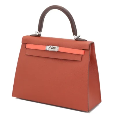 Hermès Limited Edition Kelly 25 Sellier Rouge Venitien/Rouge Sellier/Rose Texas Epsom Palladium Hardware Lushentic Grade bags