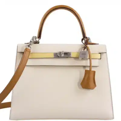 Hermès Limited Edition Kelly 25 Sellier Tri-Color Nata/Jaune Poussin/Sesame Epsom Palladium Hardware luxury bags