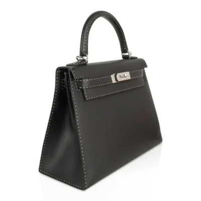 Hermès Limited Edition Kelly 28 Black Veau Graine Monsieur Palladium Hardware