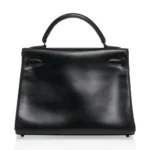 Hermès Limited Edition Kelly 32 So Black Box Calfskin Black Enamel Hardware Replica Bags