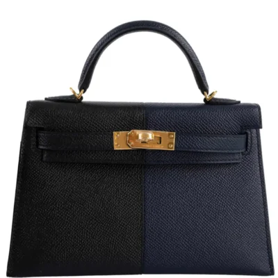 Hermès Limited Edition Mini Kelly 20 II Sellier Casaque Black/Indigo/Rouge H Epsom Gold Hardware