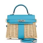 Hermes Limited Edition Mini Kelly 20 Picnic Bleu Du Nord Swift & Osier Palladium Hardware