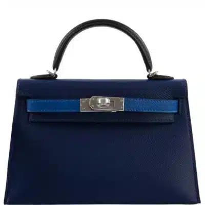 Hermès Limited Edition Mini Kelly 20 Tricolor Bleu Saphir/Bleu France/Black Epsom Palladium Hardware Luxury bag lookalikes