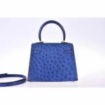 Hermès Mini Kelly 20 Blue Sapphire Ostrich Gold Hardware