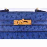 Hermès Mini Kelly 20 Blue Sapphire Ostrich Gold Hardware