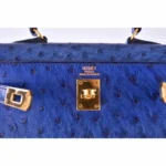 Hermès Mini Kelly 20 Blue Sapphire Ostrich Gold Hardware