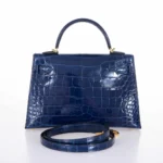 Hermès Mini Kelly 20 Blue Sapphire Shiny Niloticus Crocodile Gold Hardware dupes bag