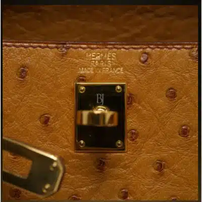 Hermès Mini Kelly 20 Cognac Ostrich logo1