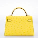 Hermès Mini Kelly 20 II Jaune Citron Ostrich Palladium Hardware Replica luxury handbags