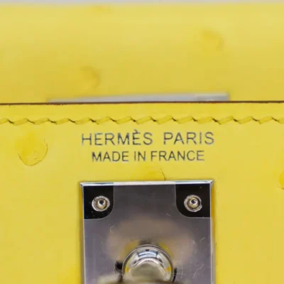 Hermès Mini Kelly 20 II Jaune Citron Ostrich logo