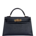 Hermès Mini Kelly 20 II Sellier Black Epsom Gold Hardware Replica Quality