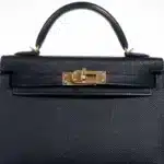 Hermès Mini Kelly 20 II Sellier Black Epsom Gold Hardware Replica Quality