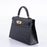 Hermès Mini Kelly 20 II Sellier Black Ostrich Gold Hardware High-quality Lushentic Grade Luxury replica handbags