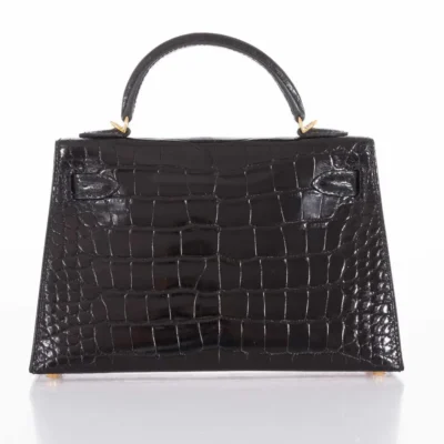 Hermès Mini Kelly 20 II Sellier Black Shiny Alligator Mississippiensis Gold Hardware