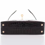 Hermès Mini Kelly 20 II Sellier Black Shiny Alligator Mississippiensis Gold Hardware