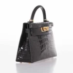 Hermès Mini Kelly 20 II Sellier Black Shiny Alligator Mississippiensis Gold Hardware