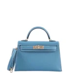 Hermès Mini Kelly 20 II Sellier Blue Jean Epsom Palladium Hardware