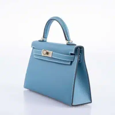 Hermès Mini Kelly 20 II Sellier Blue Jean Epsom Palladium Hardware