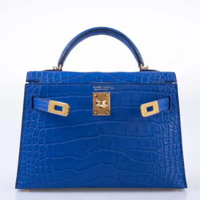 Hermès Mini Kelly 20 II Sellier Blue Royal Matte Alligator Missipensis detail2