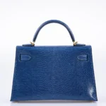 Hermès Mini Kelly 20 II Sellier Blue Sapphire Niloticus Lizard Gold Hardware Luxury bag