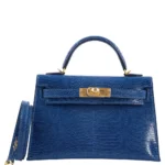 Hermès Mini Kelly 20 II Sellier Blue Sapphire Niloticus Lizard Gold Hardware Luxury bag