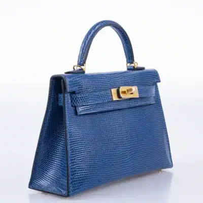 Hermès Mini Kelly 20 II Sellier Blue Sapphire Niloticus Lizard Gold Hardware Luxury bag