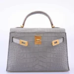 Hermès Mini Kelly 20 II Sellier Gris Perle Matte Alligator Mississippiensis Gold Hardware