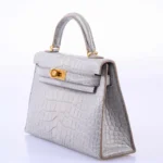 Hermès Mini Kelly 20 II Sellier Gris Perle Matte Alligator Mississippiensis Gold Hardware