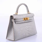 Hermès Mini Kelly 20 II Sellier Gris Perle Matte Alligator Mississippiensis Gold Hardware