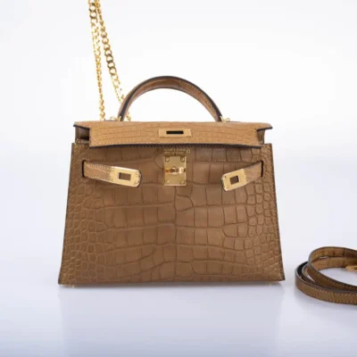 Hermès Mini Kelly 20 II Sellier Kraft Matte Alligator Missipensis front2