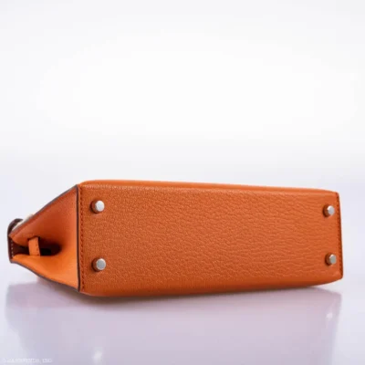 Hermès Mini Kelly 20 II Sellier Orange Verso Gold Chevre Palladium Hardware