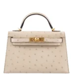 Hermès Mini Kelly 20 II Sellier Parchemin Ostrich Gold Hardware replica handbags online