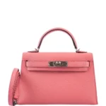 Hermès Mini Kelly 20 II Sellier Rose D'ete Chevre Palladium Hardware