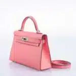 Hermès Mini Kelly 20 II Sellier Rose D'ete Chevre Palladium Hardware