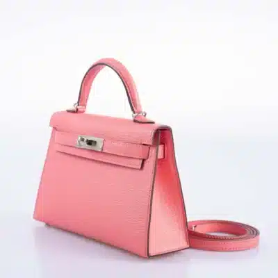 Hermès Mini Kelly 20 II Sellier Rose D'ete Chevre Palladium Hardware