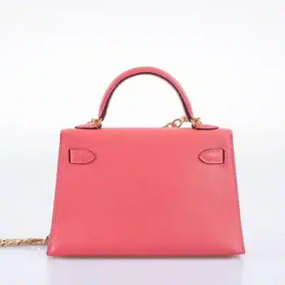 Hermès Mini Kelly 20 II Sellier Rose Lipstick Chevre Gold Hardware