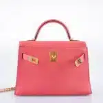 Hermès Mini Kelly 20 II Sellier Rose Lipstick Chevre Gold Hardware