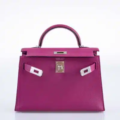 Hermès Mini Kelly 20 II Sellier Rose Pourpre Chevre Palladium Hardware Affordable