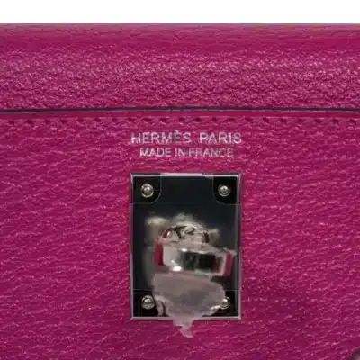 Hermès Mini Kelly 20 II Sellier Rose Pourpre Chevre logo