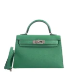 Hermès Mini Kelly 20 II Sellier Verso Cactus & Bleu Atoll Epsom Palladium Hardware