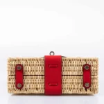 Hermès Mini Kelly 20 Picnic Rouge De Coeur Swift & Osier Wicker Palladium Hardware Replica designer handbags