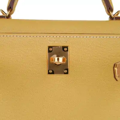 Hermès Mini Kelly 20 Sellier Jaune Foin Chevre Gold Hardware Replica inspired