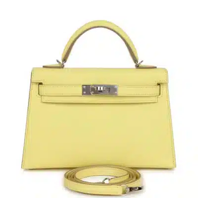 Hermès Mini Kelly 20 Sellier Limoncello Chevre Palladium Hardware